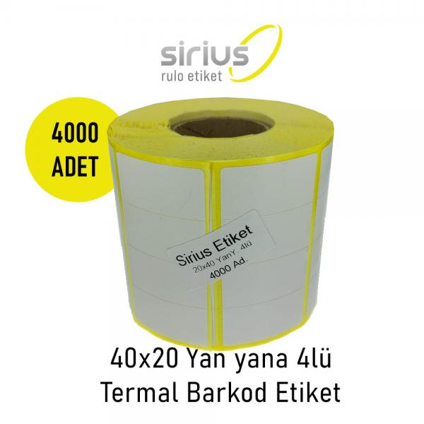 40x20 Yanyana 4 lü Termal Etiket 4000 li