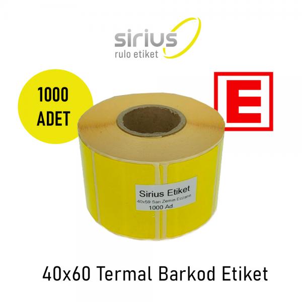 40x60 Sarı Zemin Termal Etiket 1000 li Eczacı Etiketi